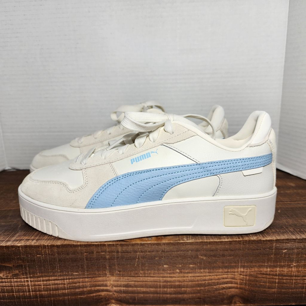 Women's Puma Sneakers, White & Light Blue, Size 11 - Carina Street